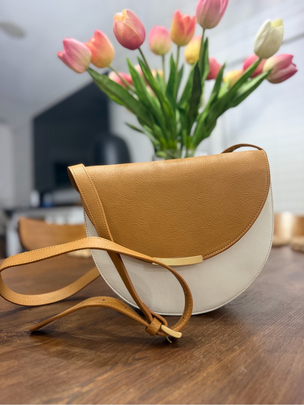 Silpada Monroe Tan and Cream Crossbody Bag